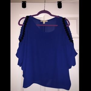 Miami Cold Sholder Lace Detail Chiffon Top